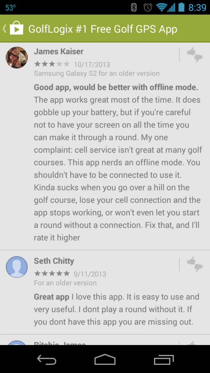 Golf Logix Review about Golf GPS Offline Mode